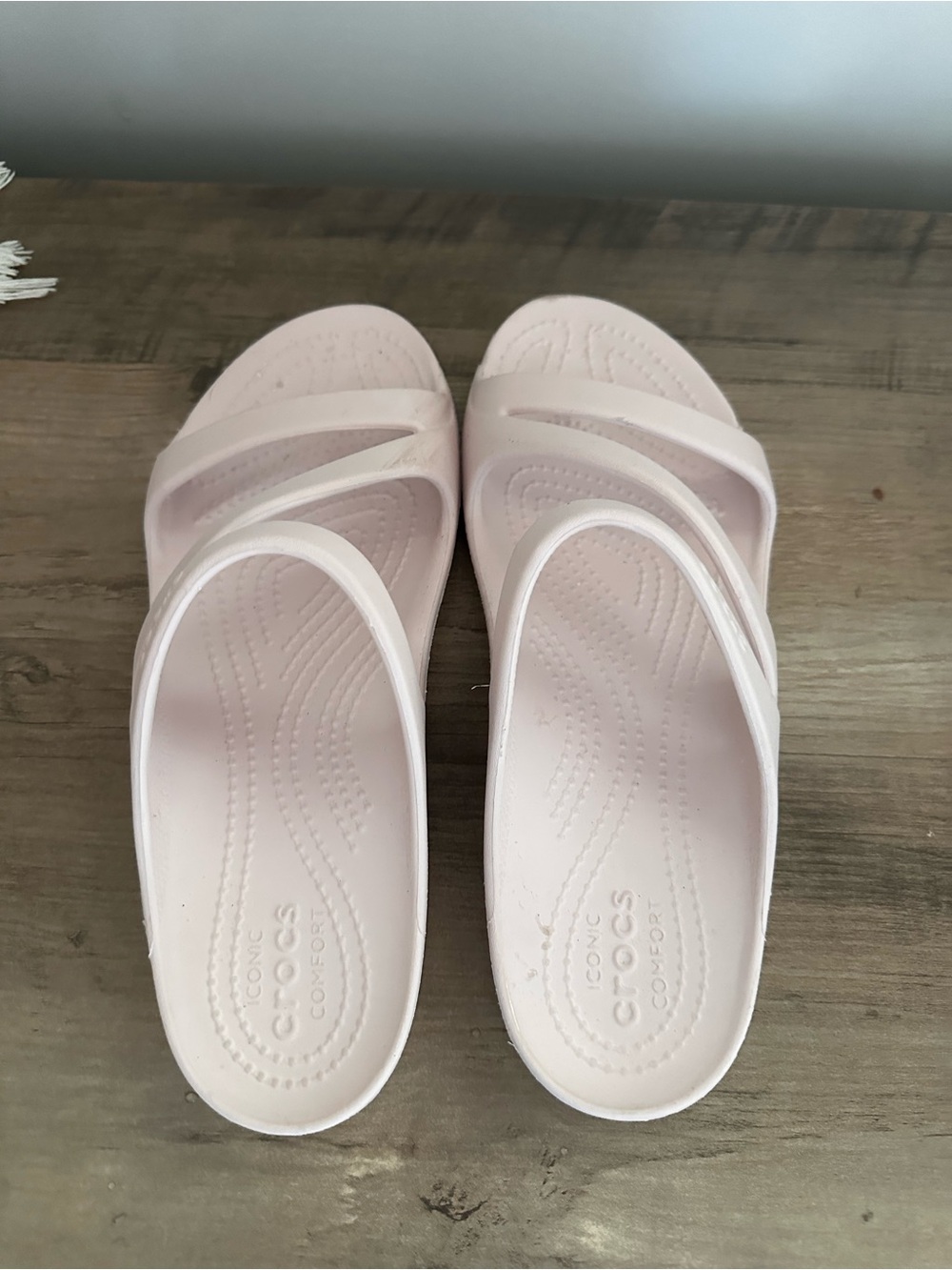 CROCS Women’s Light Pink Dual-Strap Slide Sandals